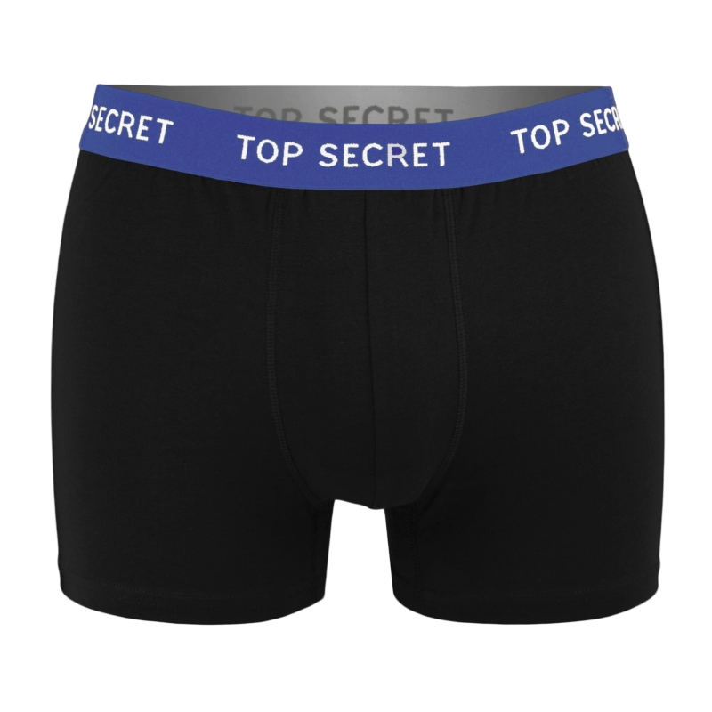 Top Secret bokserki męskie 2 sztuki – czarne, fioletowe, niebieskie z elastyczną gumą