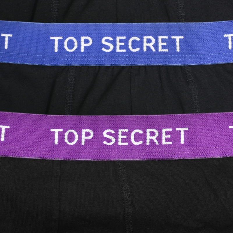 Klasyczne bokserki Top Secret – 2 sztuki, kolory czarny, fioletowy i niebieski