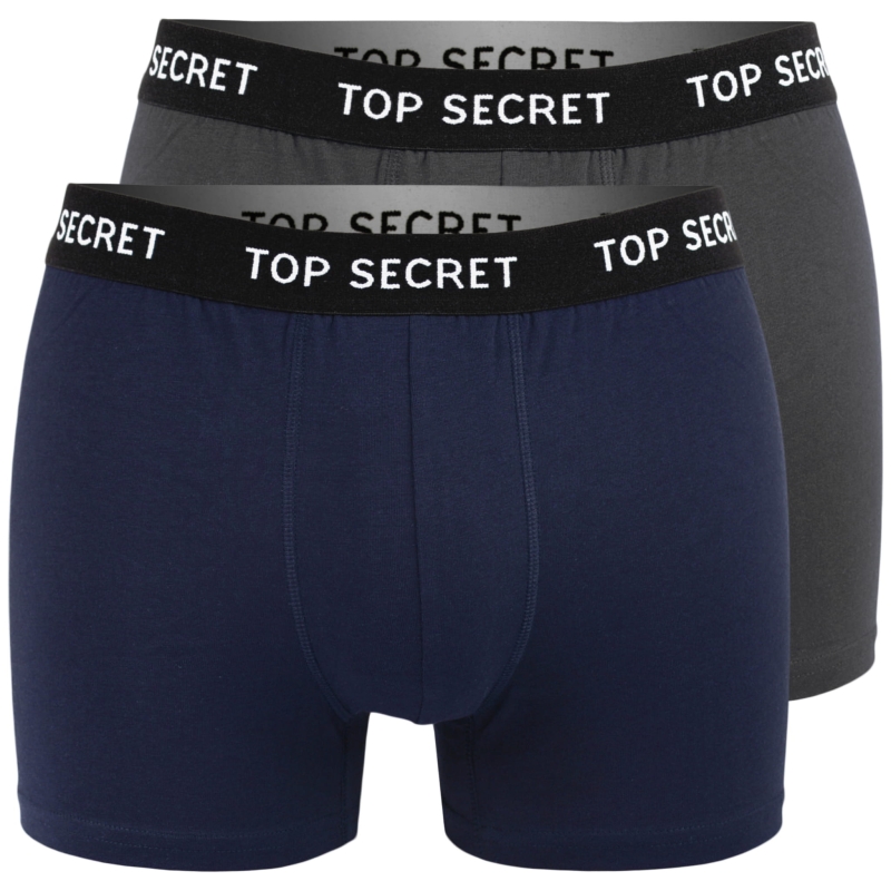 Top Secret – zestaw 2 bokserek męskich w kolorze granatowym i szarym, z miękkiej bawełny