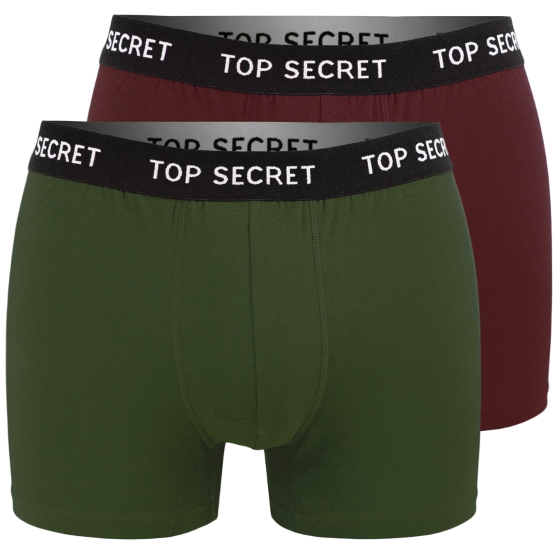 Top Secret – zestaw 2 bokserek męskich z bawełny w kolorach bordowym i khaki