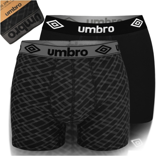 Umbro Bokserki Męskie Bawełniane Czarne Wzór 2 sztuki 0197