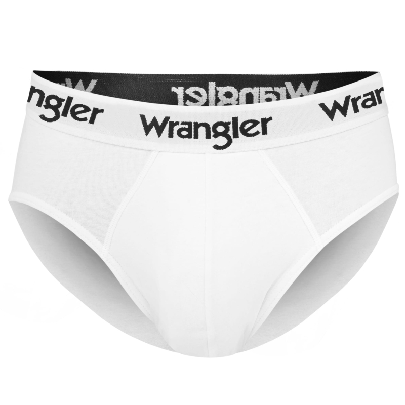 Białe slipy Wrangler z czarną gumą i kontrastowym logo