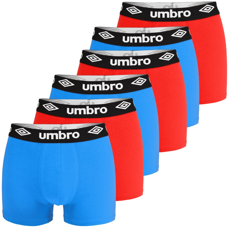 Zestaw 6 bokserek męskich Umbro 0197 w kolorowe wzory z logo.