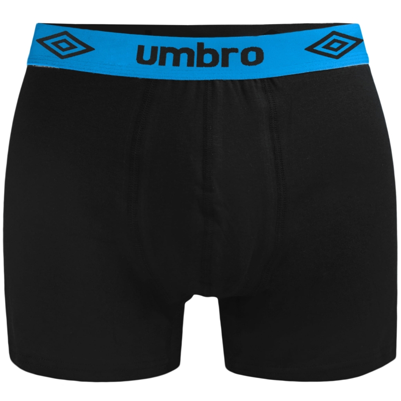 Pojedyncza para bokserek UMBRO w kolorze czarnym z kontrastowym logo na niebieskiej gumie