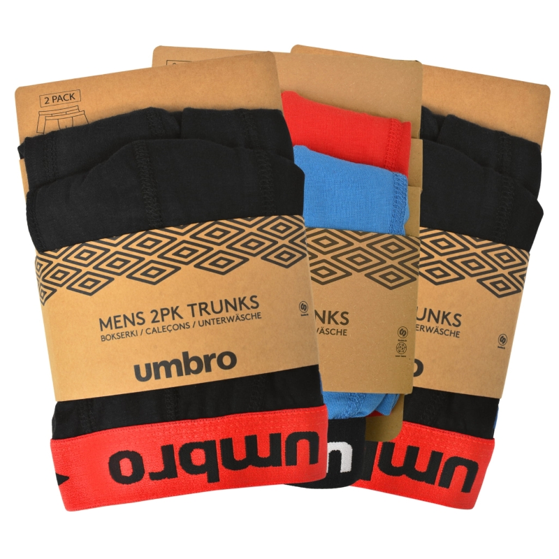 Bokserki męskie UMBRO w oryginalnym foliowym opakowaniu z widoczną etykietą marki