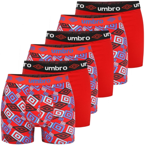 Umbro Bokserki Męskie Bawełniane Czerwone Logo 6 sztuk 0197