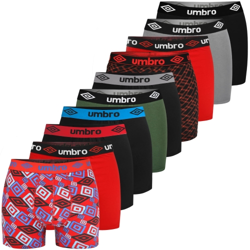 Umbro Bokserki Męskie Bawełniane Kolorowe Logo 10 sztuk BM215