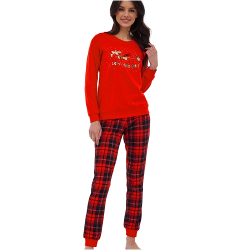 CORNETTE Piżama Świąteczna Damska 671/371 Bawełniana Czerwona