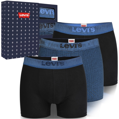 Levi's Bokserki Męskie Na Prezent 3 sztuki 1035 Czarne Wzór Logo