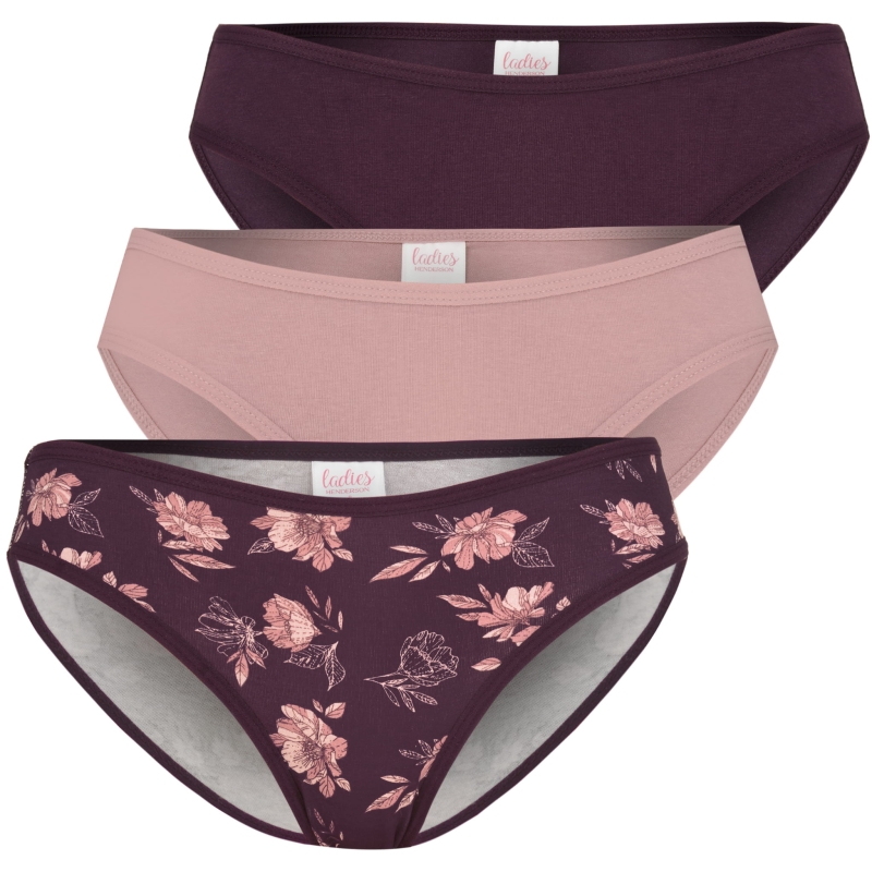 Trójpak damskich różowych kwiat fig Henderson