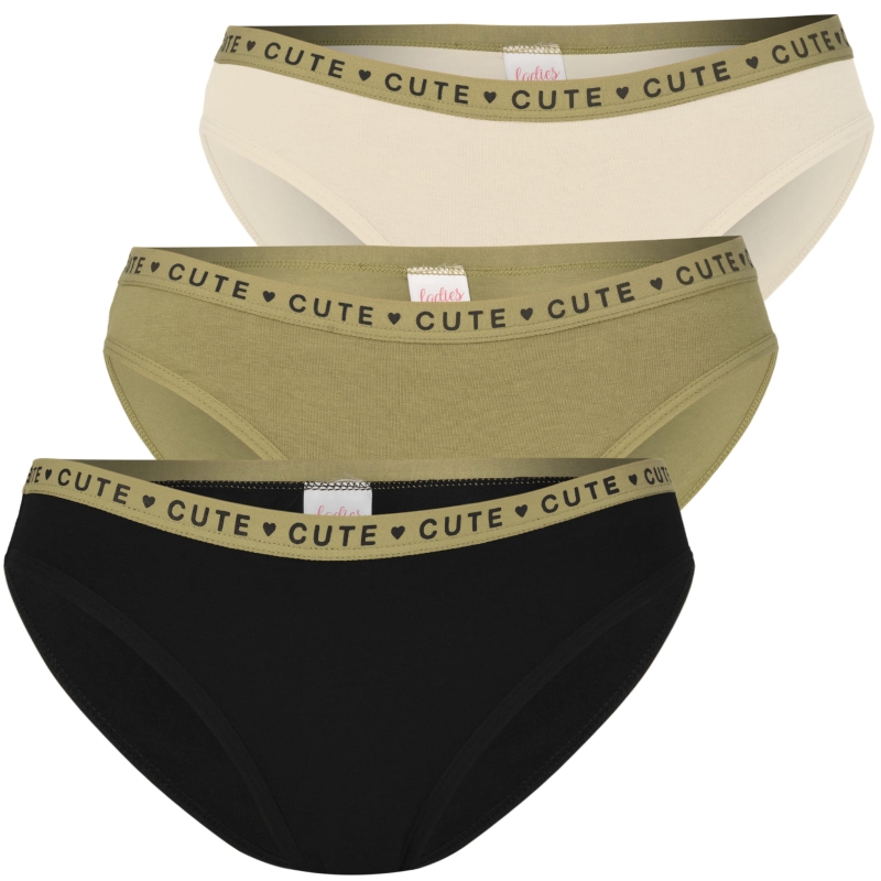 Trójpak damskich fig Henderson z napisem CUTE w pasie