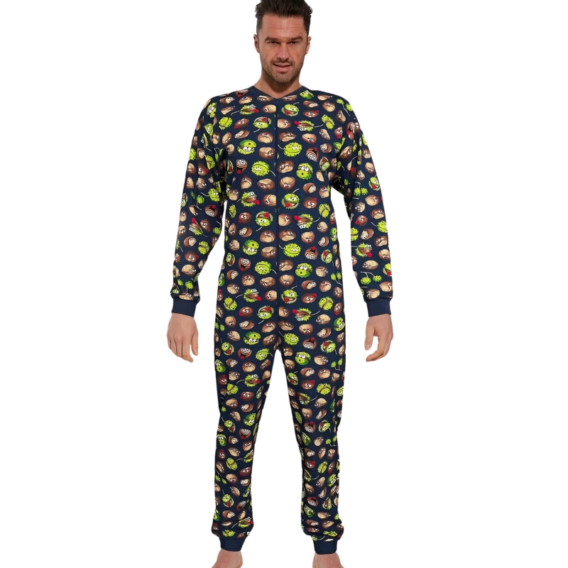 CORNETTE Piżama Męska Kombinezon 196/285 Bawełna Kasztany Śmieszne Model