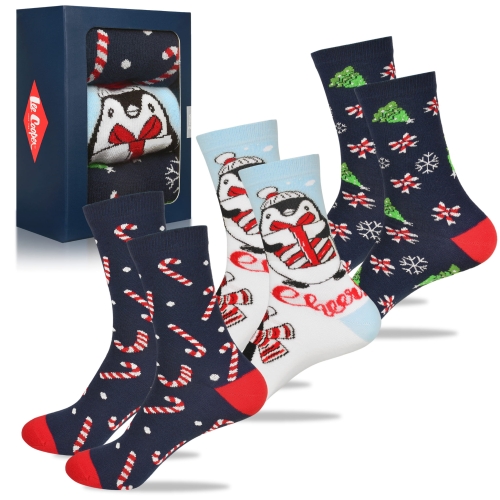 Lee Cooper Skarpety Damskie Świąteczne 3 pary Bawełna Słodkie Długie