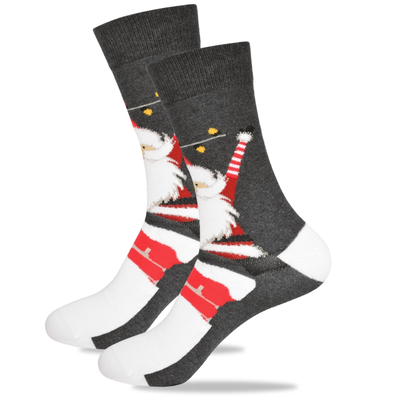 Szara skarpeta Lee Cooper z czerwonym ściągaczem i świątecznym nadrukiem.