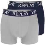 Replay Bokserki Męskie Granatowy Szary N139 Bawełna Logo 2 Pak
