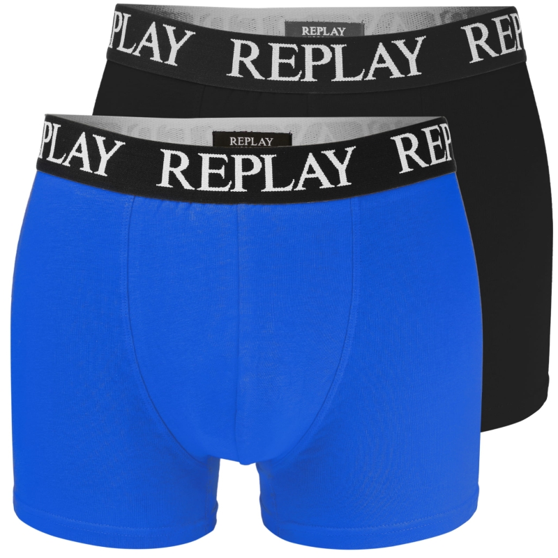 Zestaw 2 par bokserek męskich Replay w kolorze czarnym i niebieskim z logo