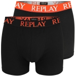 Replay Czarny Pomarańczowy Bokserki Męskie Logo Zestaw 2 Sztuki