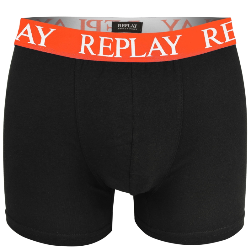 Zestaw 2 bokserek męskich Replay w kolorze czarnym i pomarańczowym.