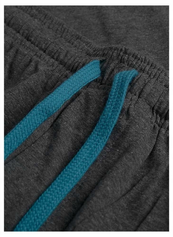 Grafitowe spodnie piżamy z niebieskim sznurkiem