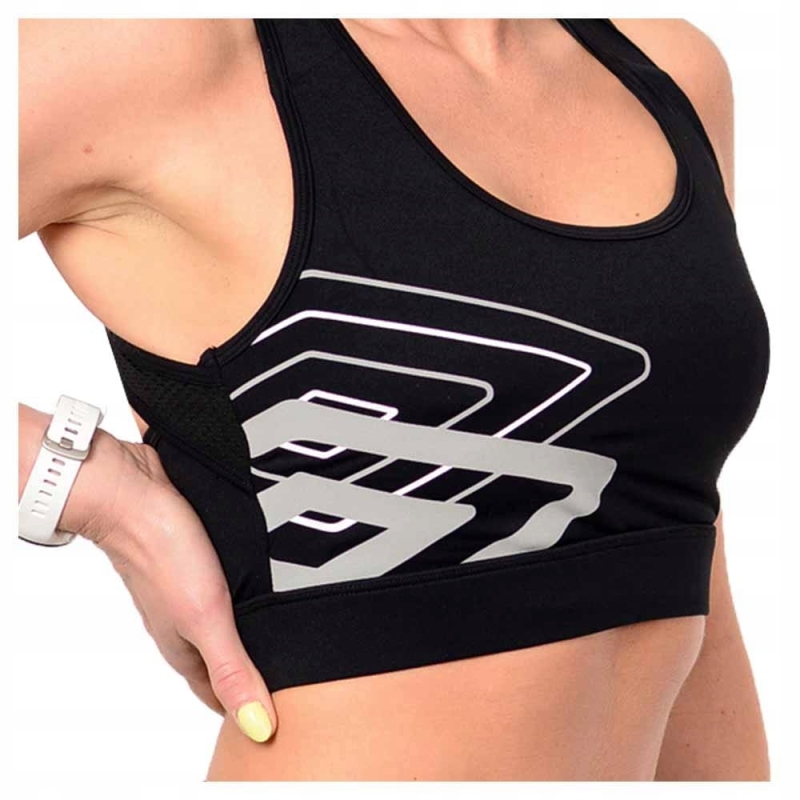 UMBRO Biustonosz Sportowy Damski CZARNY z bliska Model