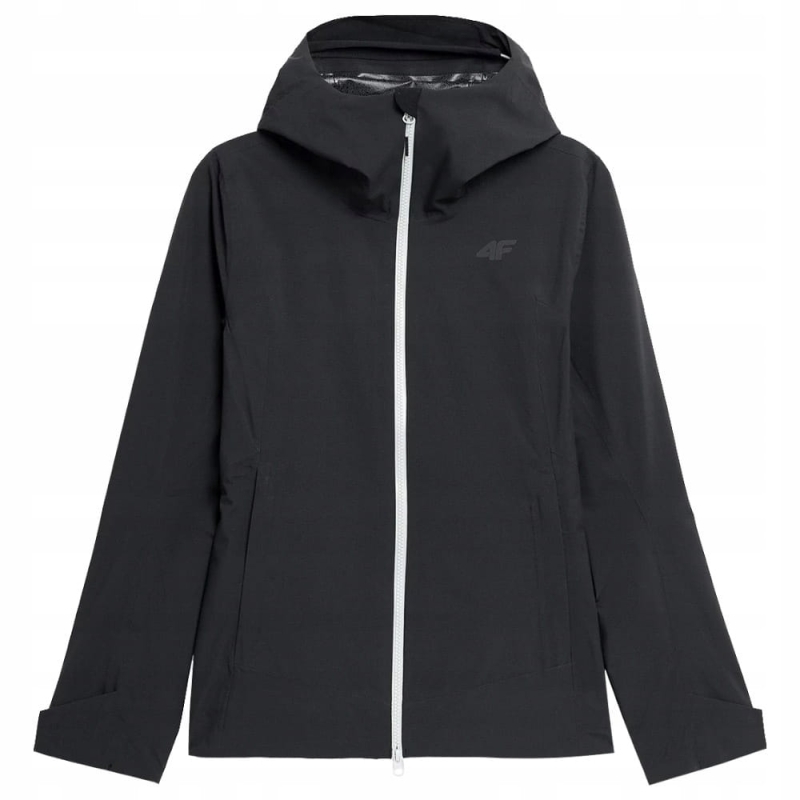 Czarna damska kurtka 4F z kapturem przód