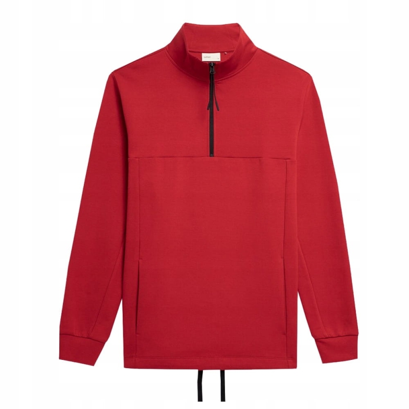 Czerwona bluza męska z półgolfem i czarnym zamkiem