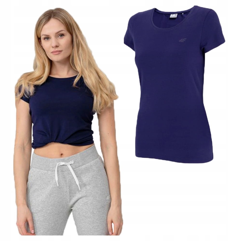 4F T-shirt Koszulka Damska TSD350 GRANAT z modelem