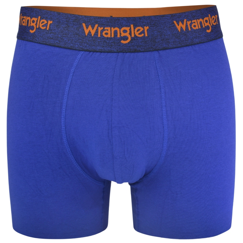 Niebieskie bokserki Wrangler z pomarańczowym logo w pasie