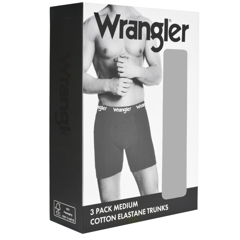 Opakowanie bokserek Wrangler 3-pack z czarno-białą grafiką