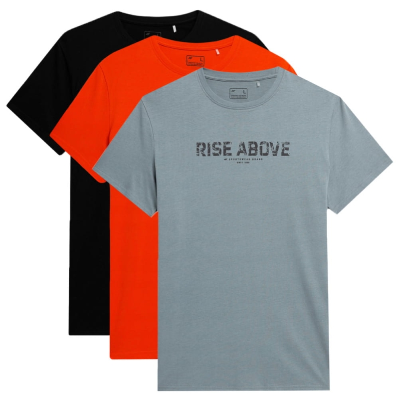 4F Koszulka Męska T-shirt TTSHM488 Bawełniana 3 Sztuki