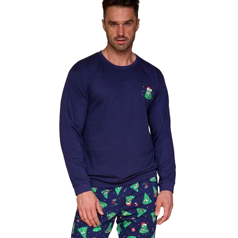 CORNETTE Piżama Świąteczna Męska 115/283 Bawełniana Granatowa Zbliżenie Model