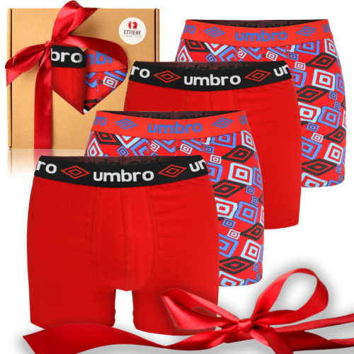 Umbro Zestaw Prezentowy Czerwony Bokserki Męskie 4 Sztuki