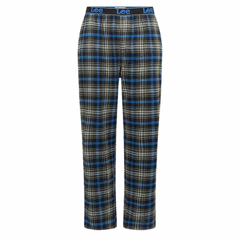 Męskie spodnie piżamowe Lee w niebieską kratę