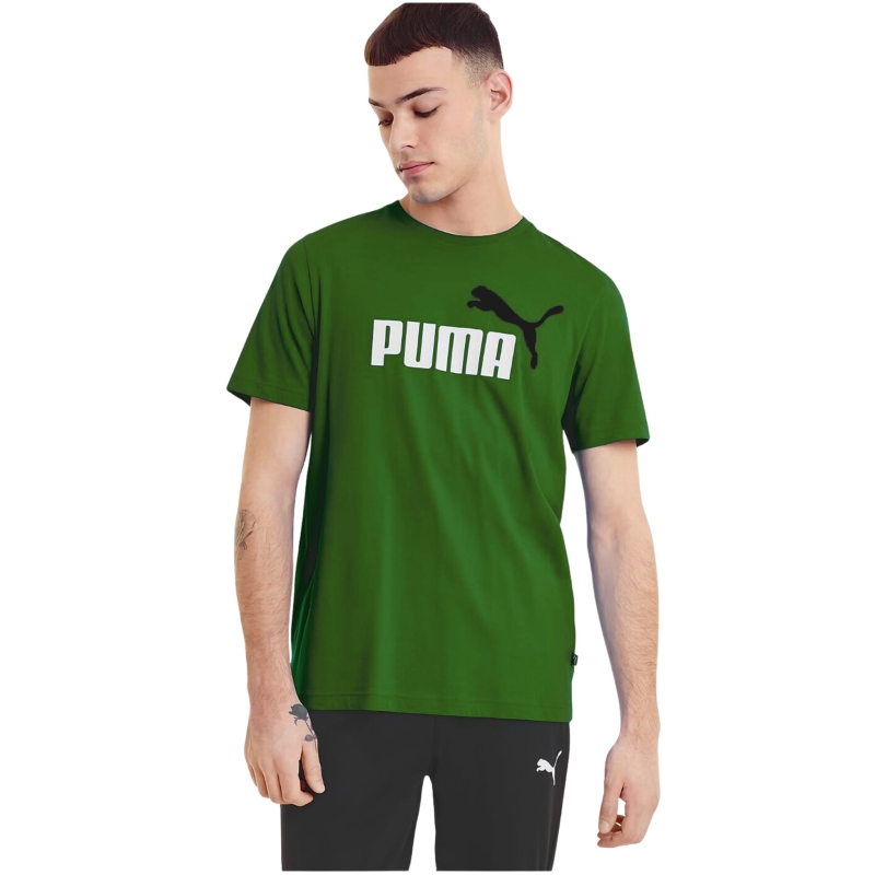 Puma Koszulka Męska Zielona ESS+ Logo Bawełna Model
