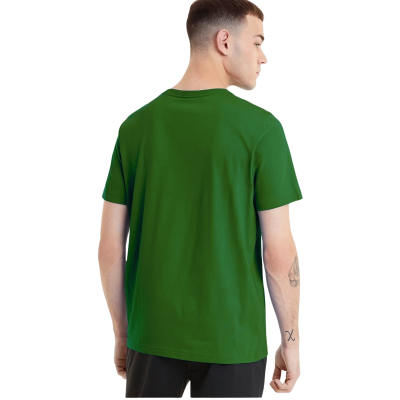 Koszulka Puma ESS+ męska, bawełna, kolor zielony z logo.