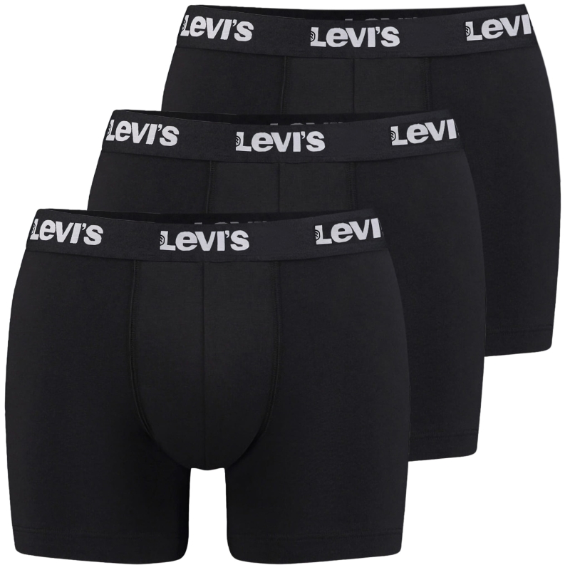Bokserki męskie Levi's 3-pak, czarne z białym logo