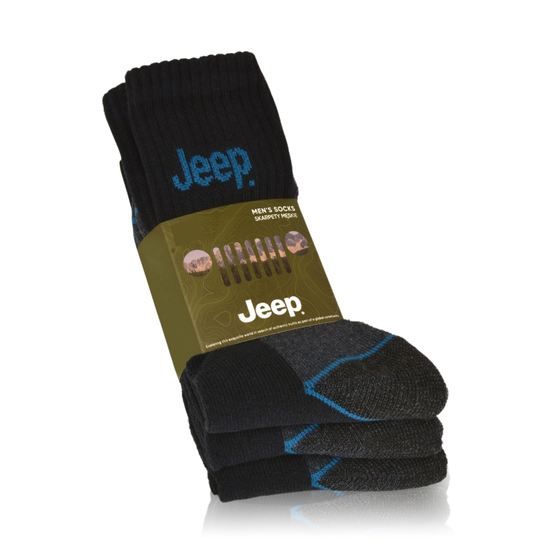Trzyparowy zestaw granatowych skarpet męskich Jeep.