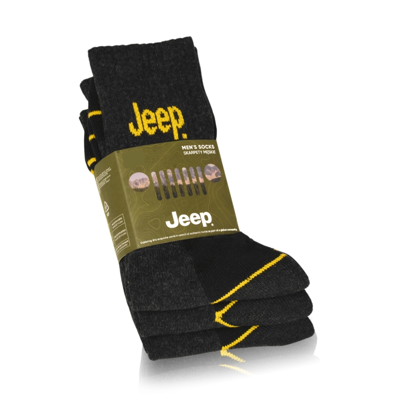 Komplet skarpet męskich Jeep szare i żółte w zestawie 3 pary.