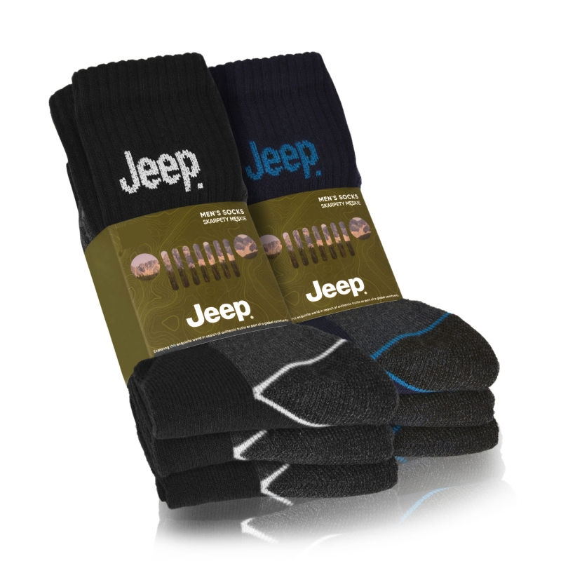 Jeep – 6 par skarpet męskich z oddychającej bawełny