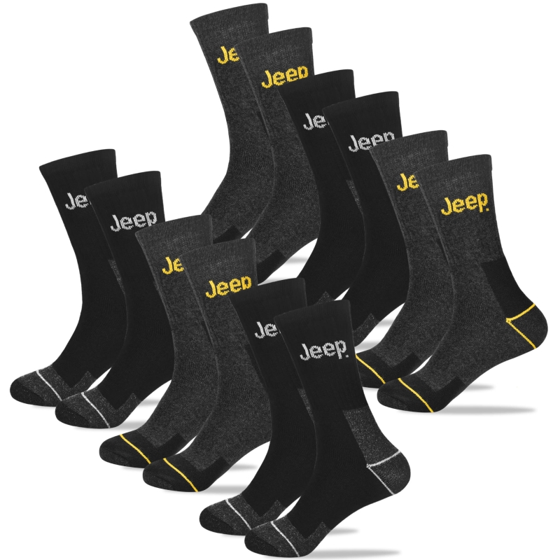 Jeep wytrzymałe skarpety męskie z bawełny – żółty akcent, zestaw 6 par