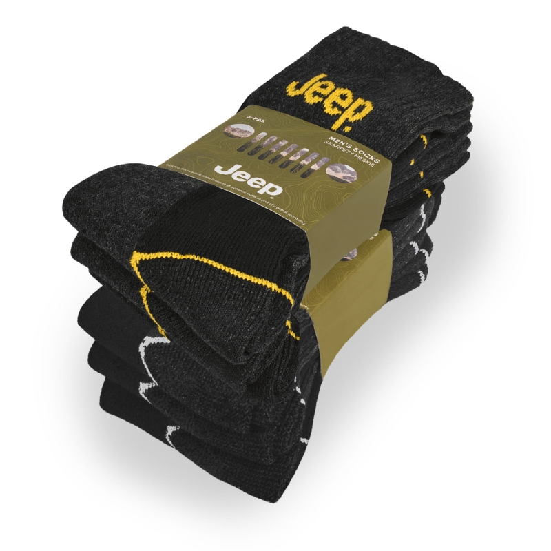 Jeep skarpety męskie – trwałe, bawełniane, zestaw 6 par z żółtym wzorem