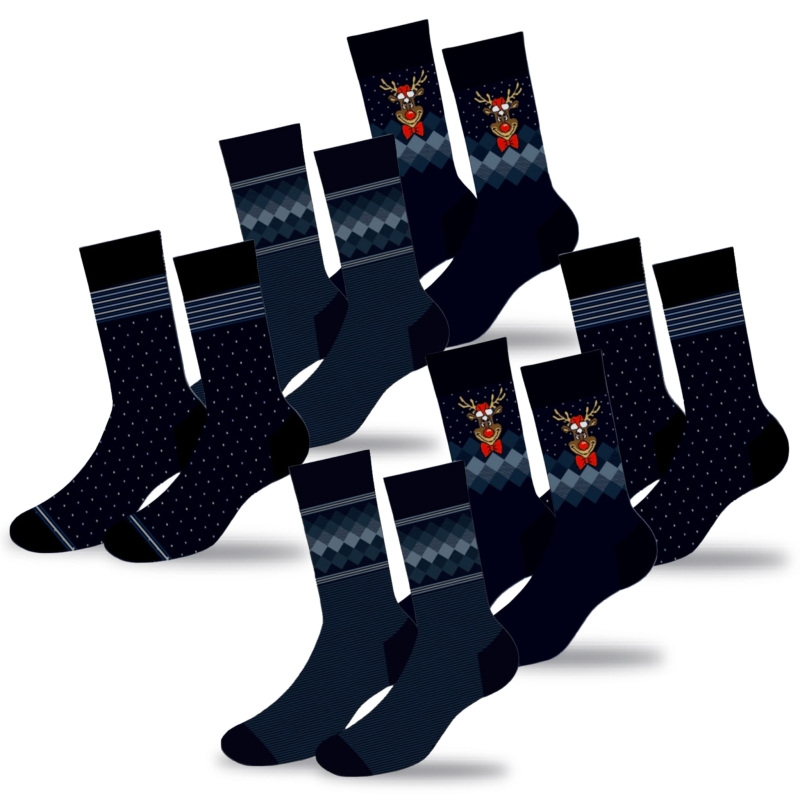 Świąteczne skarpety męskie Cornette długie i ciepłe, zestaw 6 par