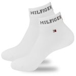 TOMMY HILFIGER Skarpety Męskie Za Kostkę Bawełna Logo BIAŁE 2P Roz.