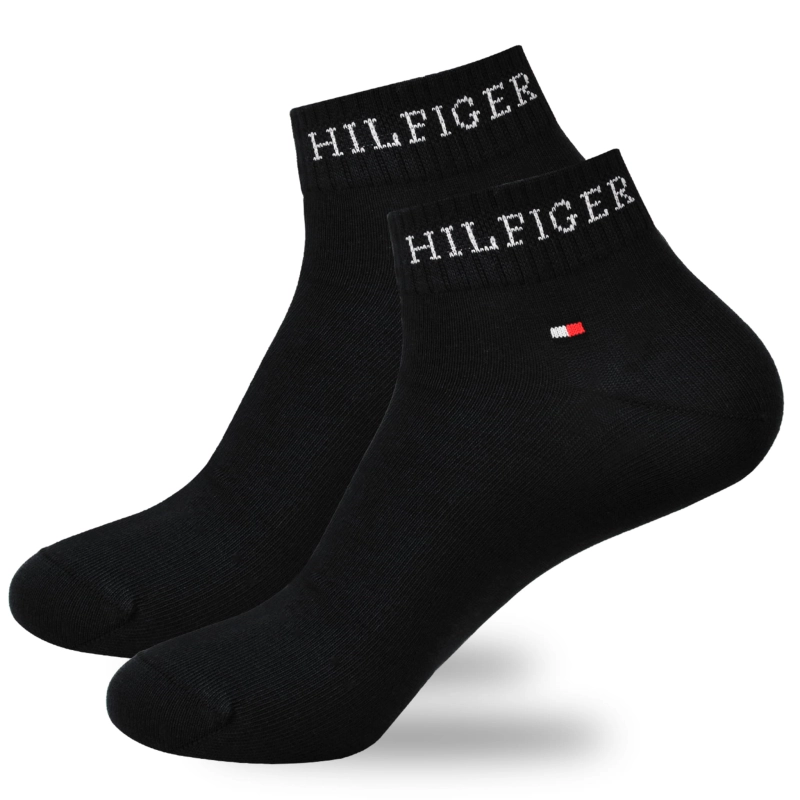 Skarpety męskie za kostkę Tommy Hilfiger, komplet dwóch sztuk, czarne