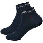 TOMMY HILFIGER Skarpety Męskie Za Kostkę Bawełna Logo NAVY 2P Roz.