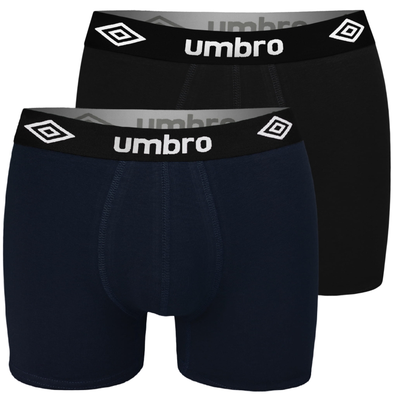 Komplet 2 bokserek męskich Umbro – granatowe i czarne.