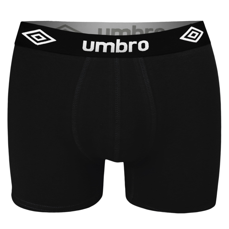 Czarne bokserki męskie Umbro z gumą z logo.