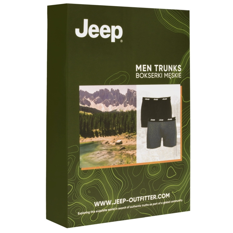 Oryginalne opakowanie 2 sztuk bokserek męskich JEEP Black Military.