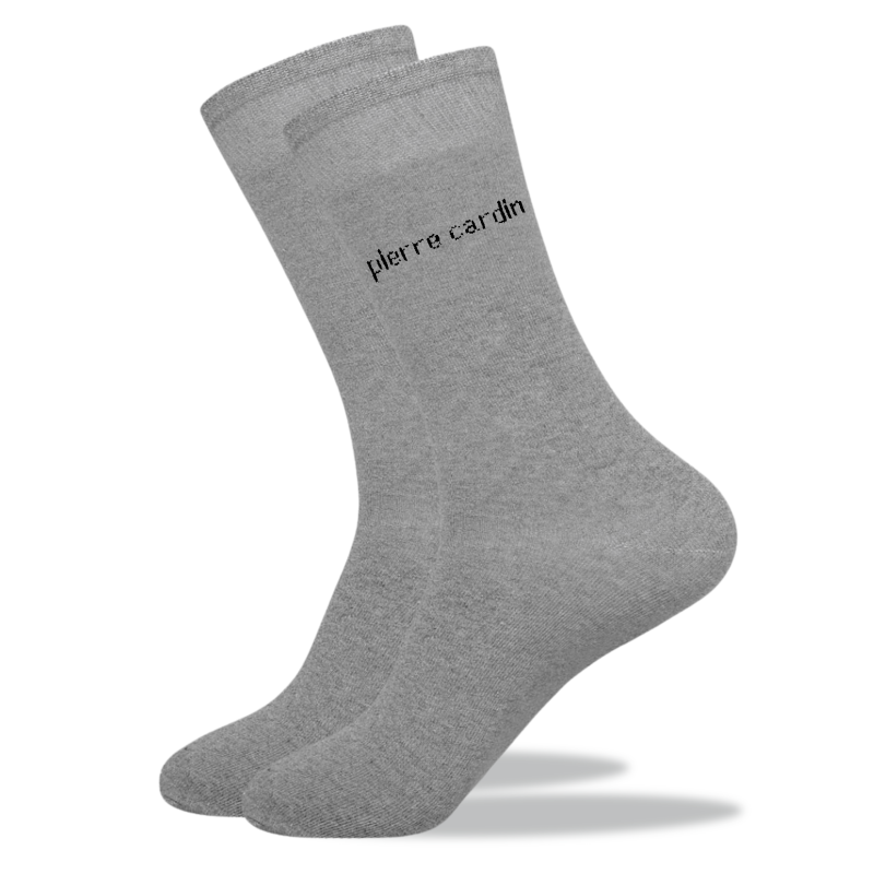 Elegancka skarpeta garniturowa Pierre Cardin w kolorze szarym, prezentowana osobno.