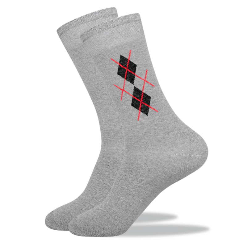 Pojedyncza szara skarpeta garniturowa Pierre Cardin z delikatnym logo.